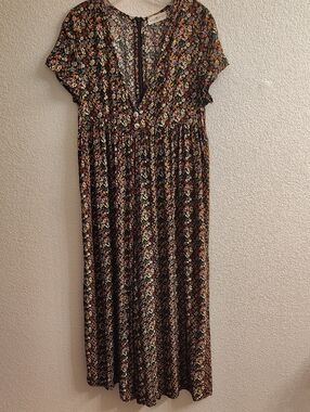 NATURAL LIFE Black Floral Jumpsuit with Multicolor Print